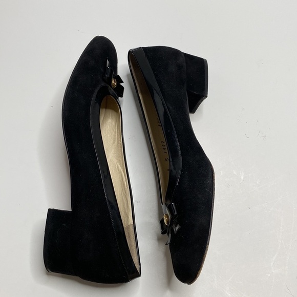 Bruno Magli Jenny Black Suede Low Heeled Bow Pumps Sz 9 AAA - Picture 9 of 10